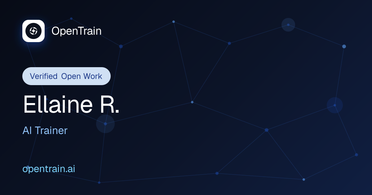 Ellaine R. - Expert in image annotation and data labeling | OpenTrain AI