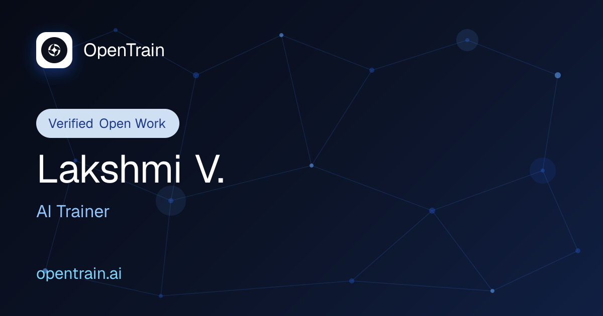 Lakshmi V. - Less than one year experience in video labelling data ...